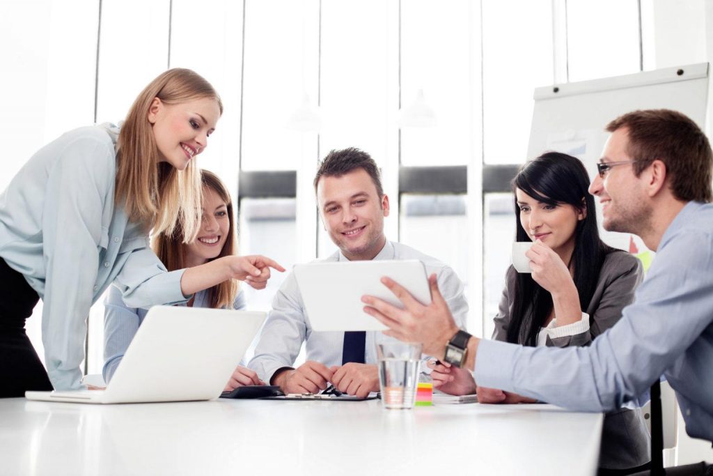 Coworkers Collaborating around a Table